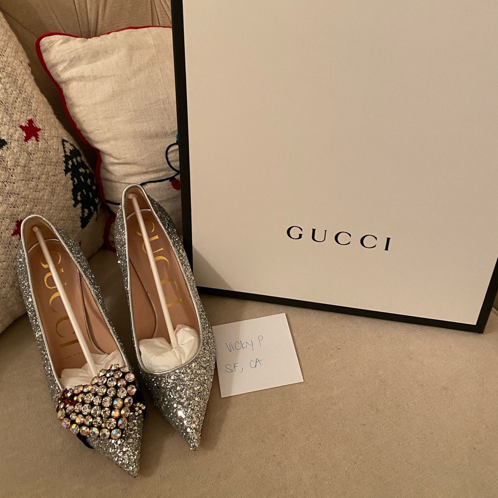 New in Box Authentic Gucci Glitter Heels 6.5